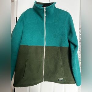 L.L.Bean Women’s Fleece Zip Up - Size Large - Green and Teal